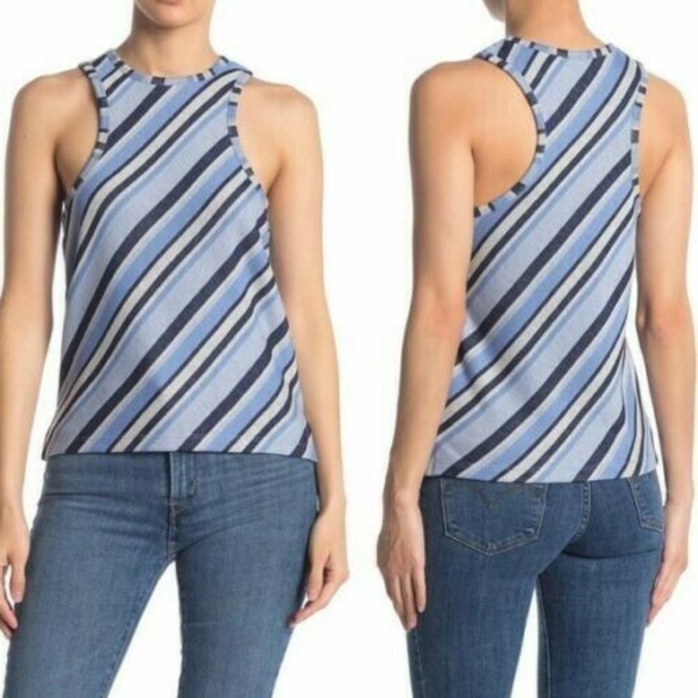 NWOT! Free People Sidelines Racer Back Tank Blue L 12-14 SUPER SOFT!